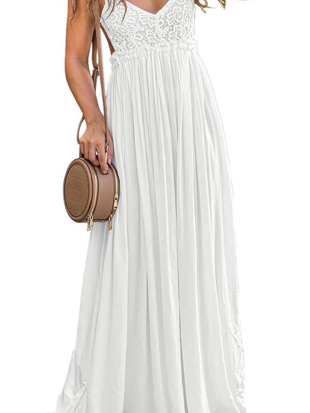 White Lace Waist Maxi Skirt - Flowing Boho Summer Style